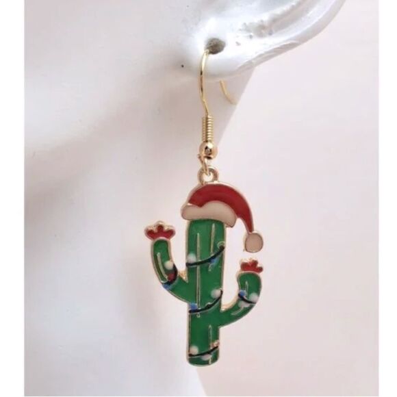 Christmas Cactus 🌵 Dangle Earrings - Picture 1 of 7